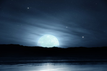Wall Mural - fantasy night sky lake reflection dreamy landscape