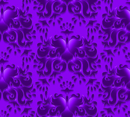 Vector dark purple damask seamless pattern element. Elegant luxu