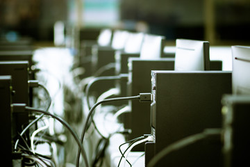 usb port at information technology student, computer room in wor