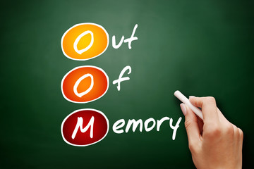 Poster - hand drawn oom out of memory, concept on blackboard