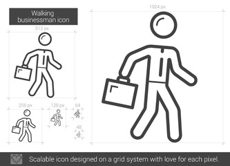 Canvas Print - Walking businessman line icon.