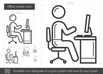 Poster - office worker line icon.