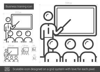 Sticker - Business training line icon.