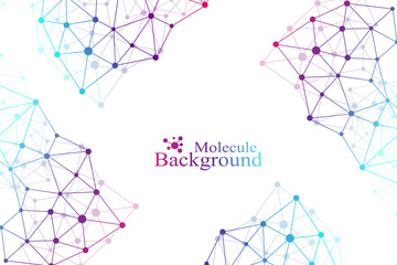 Poster - Graphic abstract background communication. Big data visualization. Perspective backdrop with connected lines and dots. Social networking. Illusion of depth. Vector illustration.