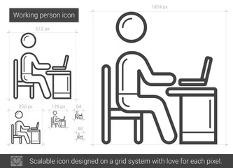 Poster - working person line icon.