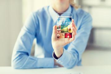 Sticker - close up of woman with application on smartphone