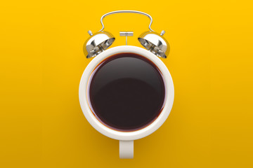 Coffee time concept, Coffee cup top view. 3D illustration