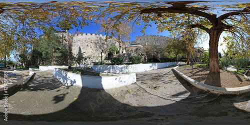 360 Degree Spherical Panorama From Turkey Antalya Historical Center Old Town Kaleici And Park With Trees Ancient Brick Wall Roads And Blue Sky Buy This Stock Photo And Explore Similar Images