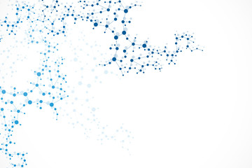 Structure molecule and communication Dna, atom, neurons. Science concept for your design. Connected lines with dots. Medical, technology, chemistry, science background. Vector illustration.