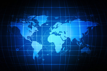 digital cyber world map technology concept, abstract background