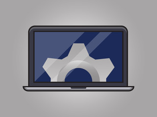 Fototapete - Vector Gears on Laptop Display Icon