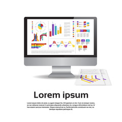 Poster - desktop monitor workstation graph set finance diagram infographic financial chart vector illustratio