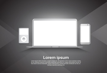 Poster - Responsive Design Laptop Computer Cell Smart Phone MP3 Player Device Vector Illustration