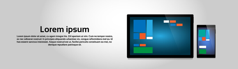 Poster - cell smart phone tablet computer responsive design digital device vector illustration