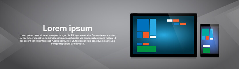 Poster - cell smart phone tablet computer responsive design digital device vector illustration