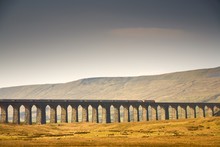 Train And Bridge, Yorkshire Dales, England
