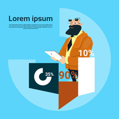 Poster - Successful Business Using Tablet Finance Chart Success Analysis Flat Vector Illustration