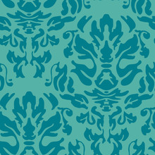 Repeat Damask Pattern In Teal Blue