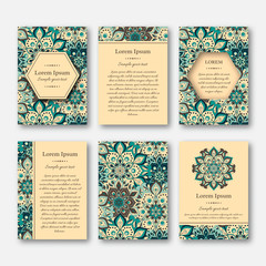 Wall Mural - Set of cards, flyers, brochures, templates with hand drawn manda