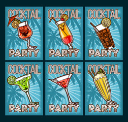 Wall Mural - Vector set of cocktail glasses