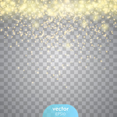 Poster - Abstract transparent sparkle glow light effect. Fray Christmas light golden design.