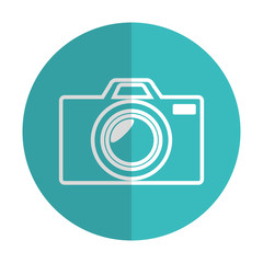 Sticker - icon photographic camera silhouette blue shadow vector illustration