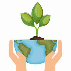 Wall Mural - enviornment symbol hand hold world and plant vector illustration eps 10