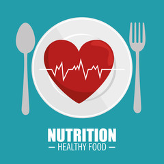 Sticker - heart pulse nutrition healthy vector illustration eps 10