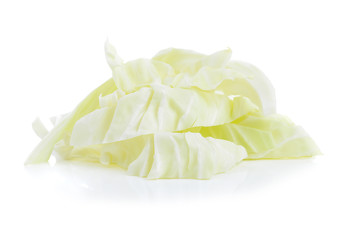 Sliced cabbage isolated on white background.