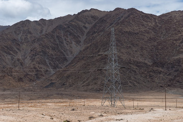 High Voltage power line in Dessert Valley