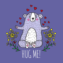 Hug me card with teddy bear