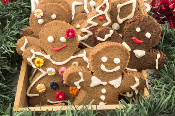 Wall Mural - Gingerbread  Cookies in a Wooden Box