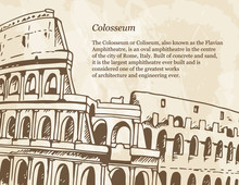 Beige Poster With Hand Drawn Illustration Of Coliseum (Colosseum)