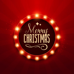 Wall Mural - Christmas background. Retro Christmas light sign. Vector illustration.