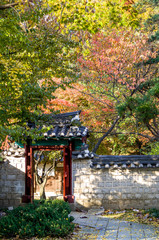 Wall Mural - the traditional Korean style gate at Autumn
