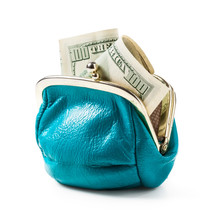 Blue Coin Purse With Money