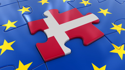 Poster - Danish flag Jigsaw as part of EU 