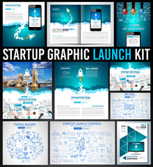 Startup Graphic Lauch Kit with Landing Webpages, Corporate Design Covers