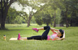 © meal_meaw - Woman working out in fitness - Active girl at garden, sport woma