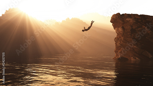 Photographie Jump from a hill