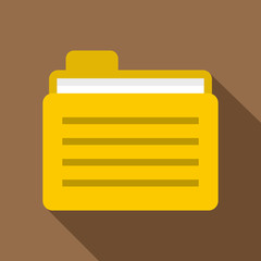 Aufkleber - Yellow file folder icon. Flat illustration of yellow file folder vector icon for web isolated on coffee background