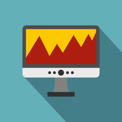 Poster - Financial chart the computer monitor icon. Flat illustration of chart the computer monitor vector icon for web isolated on light blue background