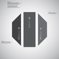 Octagon illustration template consists of three grey-scale parts on light background