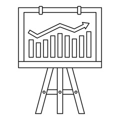 Poster - Progression bar on presentation screen icon. Outline illustration of progression bar on presentation screen vector icon for web