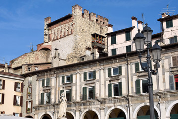 Wall Mural - The ancient Burnt Tower of Piazza della Loggia in Brescia