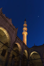 Low Angle View Of The Mosque Of The Valide Sultan At Night;Istanbul Turkey