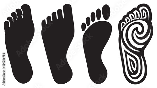Fotomural human foot silhouette and footprints