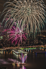 Fourth Of July Macy's Fireworks Over The East River; New York City, New York, United States Of America
