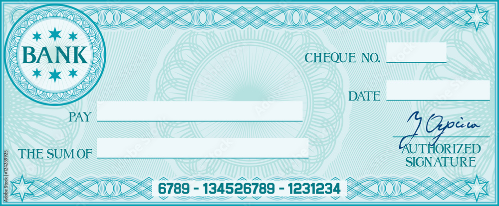 blank check (business cheque design) - obrazy, fototapety, plakaty 