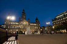 George Square, Glasgow Illuminated At Night